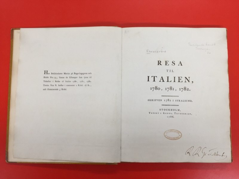 ”Resa til Italien, 1780, 1781, 1782. Journey to Italy. Written in Stralsund 1782" [Text]