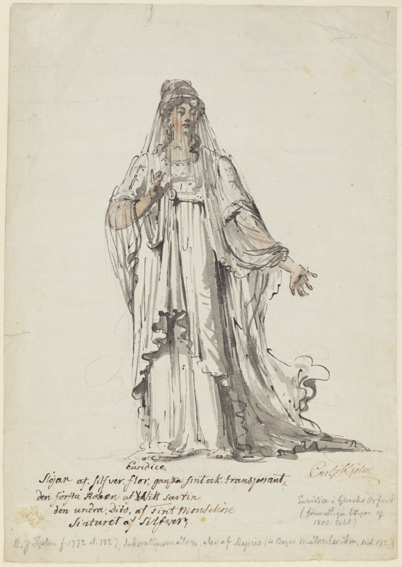 Euridice, kostymbild med beskrivande text