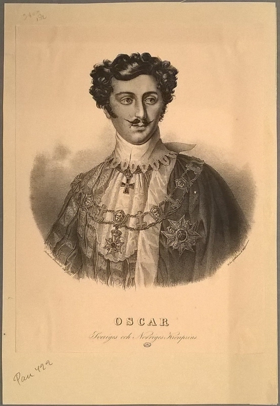 Oscar I (1799-1859), kung av Sverige och Norge, g.m. Josefina av Leuchtenberg, som kronprins