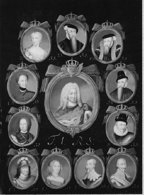 Gustav I - Fredrik I, Regentserie med 12 porträtt