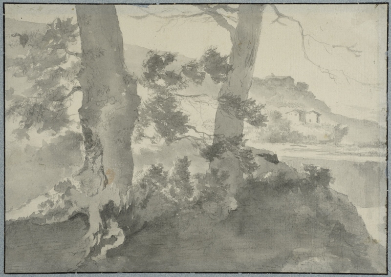 Landscape with Two Tree Trunks in the Foreground