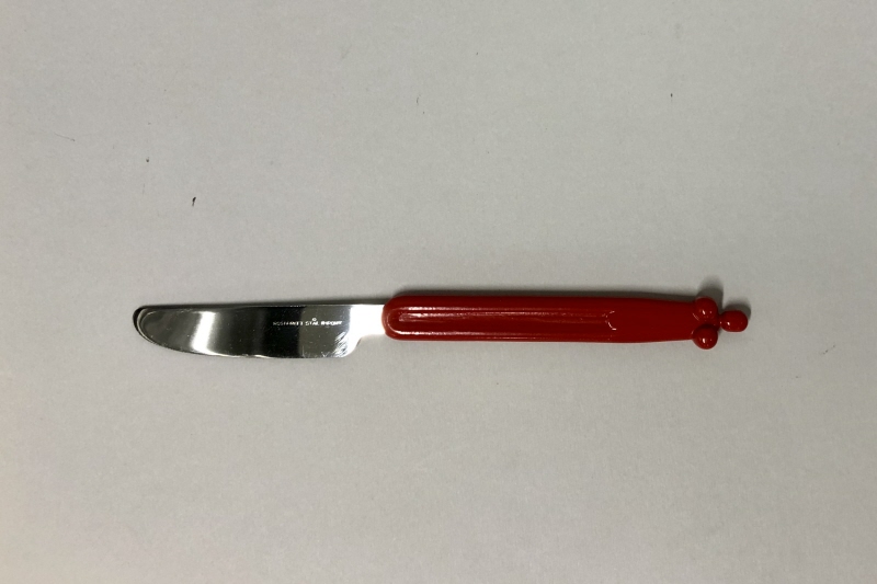 Prototyp till bestick, kniv, plastskaft i form av kvinnokropp, röd
