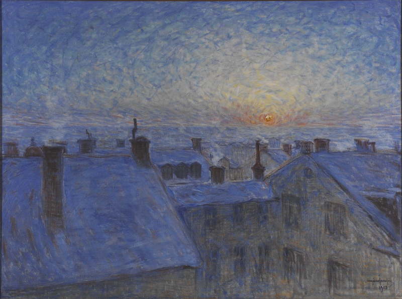 Sunrise over the Rooftops. Motif from Stockholm