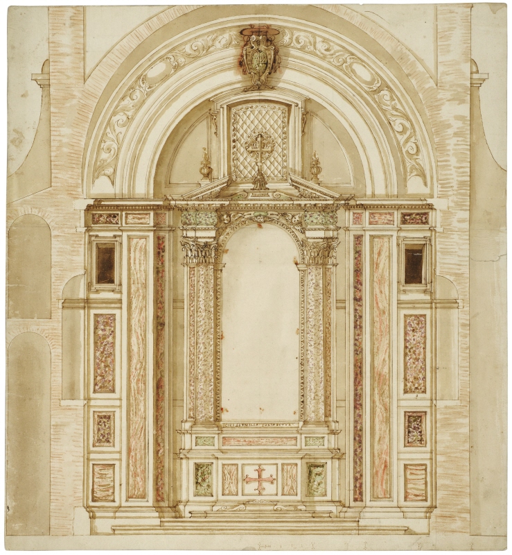 Rome: Santa Pudenziana, Caetani Chapel, transversal section towards the altar, 1591
